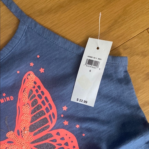GAP Blue Camisole with Pink Butterfly Design - Picture 3 of 5